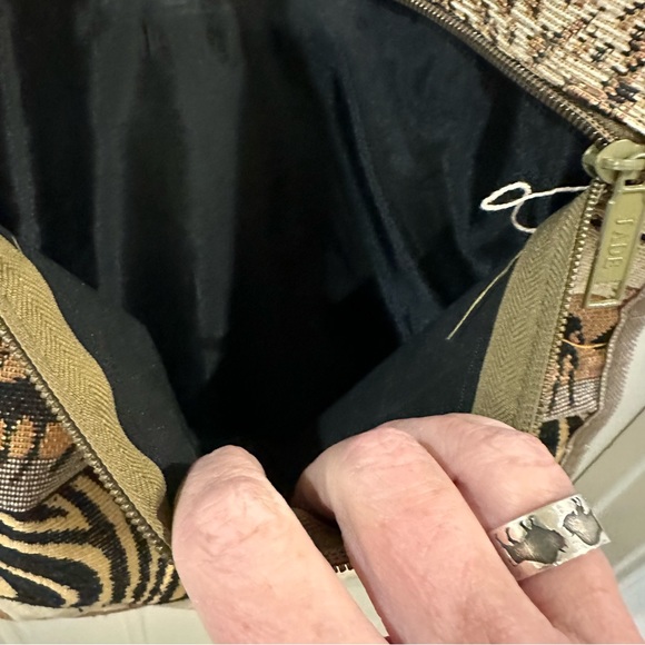 Tapestry Safari Purse / Tote Bag Animal Print Jade - Picture 3 of 11